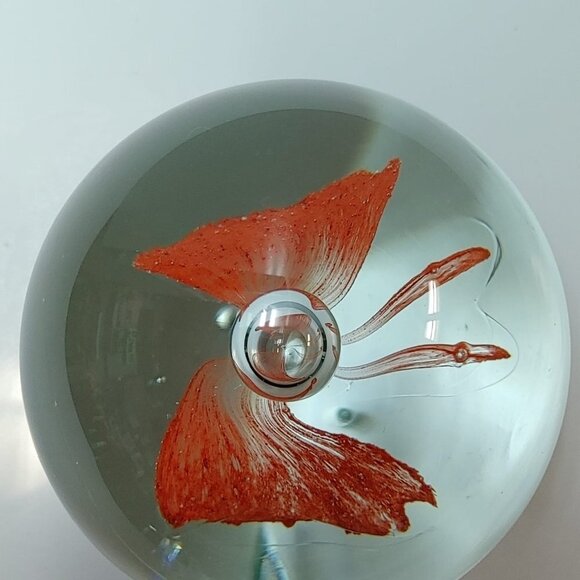 Vintage Red Butterfly Bubble Art Glass Handmade Paperweights - Read, Home Decor - Picture 6 of 9